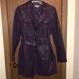 Beautiful Purple Leather Belted Jacket
